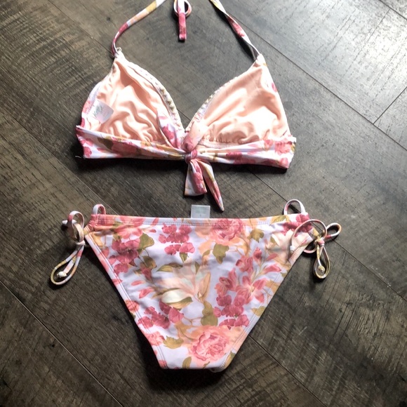 KONA SOL FLORAL BIKINI SET BOTTOMS S TOP D/DD - Picture 3 of 9